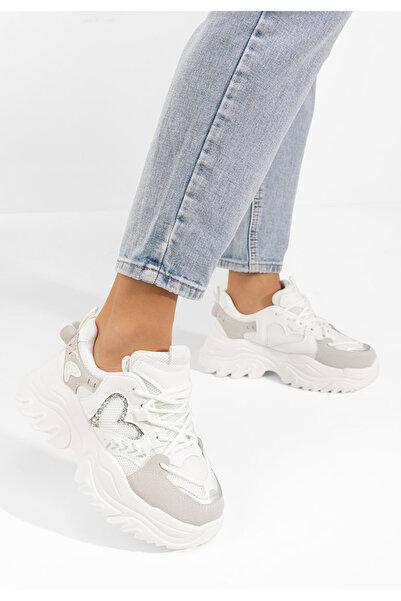 B T Shoes Biele dámske tenisky na platforme Launa