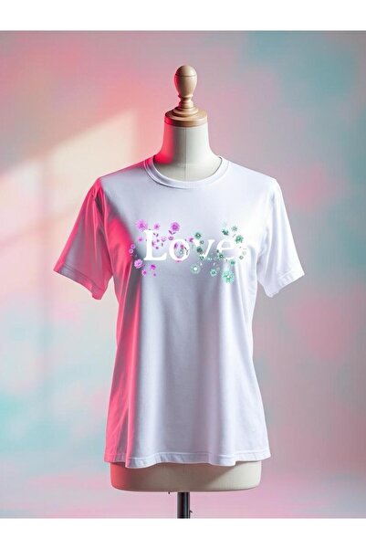 Vordevia Tricou alb supradimensionat cu imprimeu Love