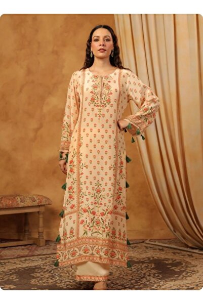 HashtagBe Beige Floral Printed Coord Set for Women