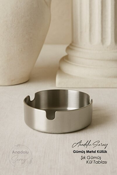 Anadolu Saray Gümüş Metal Küllük – Portatif ve Modern Tasarım, Şık Gümüş Kül ...