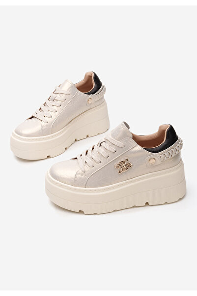 B T Shoes Zlaté dámské tenisky na platformě Blanch