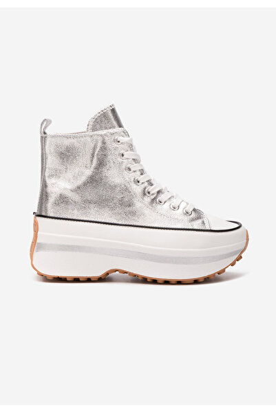 B T Shoes Stribrné tenisky na platformě Francene