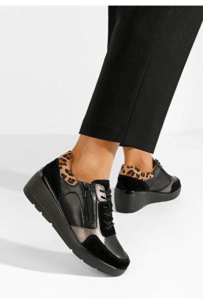 B T Shoes Černé kožené dámské sneakersy Imari