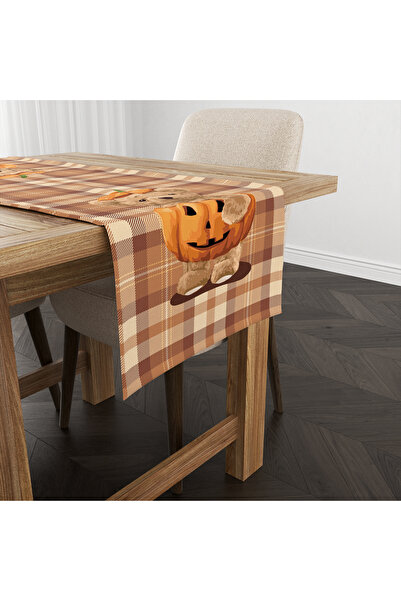 Evmila مفرش طاولة مخملي مقاس 40x140 سم بنمط خريفي