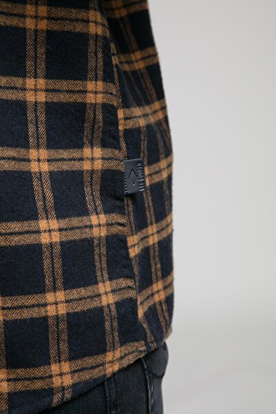 Lee Cooper Shaw Erkek Dokuma Gömlek Hardal-Lacivert Kareli