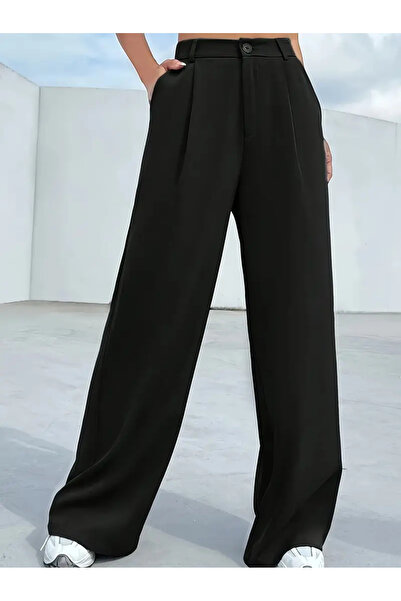 Arinrada بنطلون بالازو نسائي أسود عالي الخصر عالي الجودة