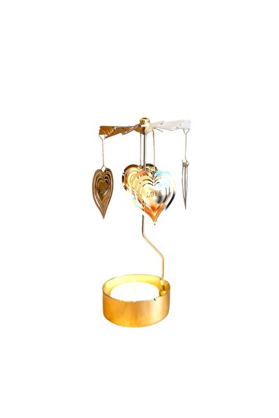 HEDİYE FİKRİ Isı ile Dönen Mumluk – Kalp ve Love Modeli, Romantik Dekor