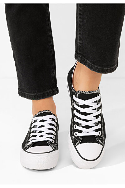 B T Shoes Černé dámské plátěné tenisky Vanessa V9