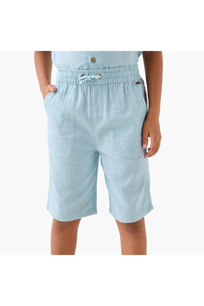 ELIGO Textured Shorts with Drawstring Closure and Pockets