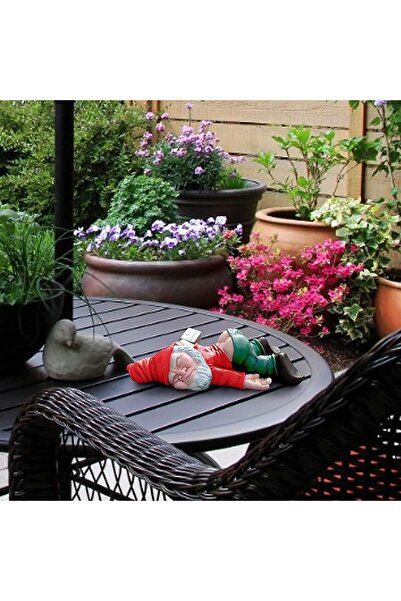 Flippy Garden Gnome 'Drunk' Funny Statue, 18 cm, Red