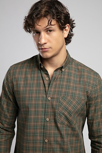 Lee Cooper Trevor 2 Men's Woven Shirt Khaki-Tan Checkered