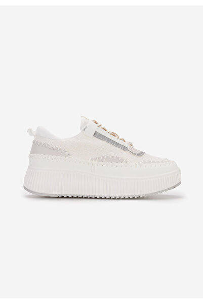 B T Shoes Bílé dámské tenisky na platformě Tenerife