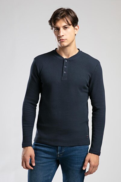 Lee Cooper Hevasa Men's Placket Sweatshirt Navy Blue