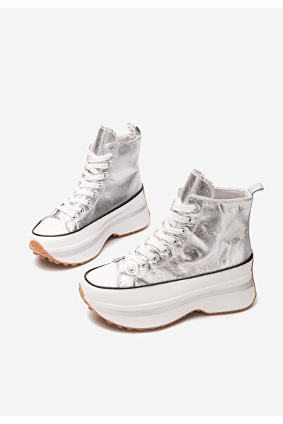 B T Shoes Stribrné tenisky na platformě Francene