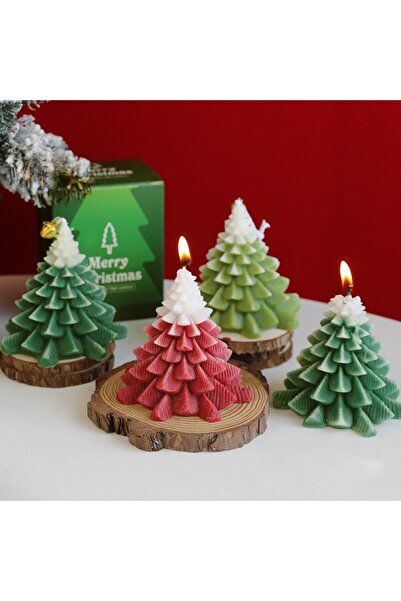 Flippy Christmas Scented Candle, Christmas Tree Model, Soy Wax, Handmade, 8 x 7 x 7 cm, Red