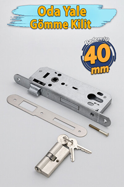 Badem10 Yale Dış Kapı Kilidi Oda Kapısı Barelli Silindirli 40x23 mm 3 Anahtar...
