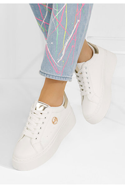 B T Shoes Biele tenisky na platforme Terica V2