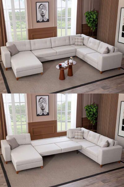 Yakamoz home Kumsal U Modüler Mekanizmalı Köşe Koltuk Takımı