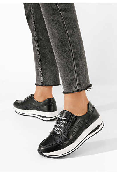 B T Shoes Černé kožené dámské sneakersy Cidra