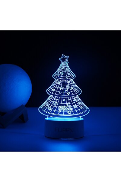 Flippy 3D Decorative LED Lamp - Christmas Tree, Acrylic, Multicolor, White