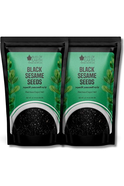 bliss of earth Black Sesame Seeds unhulled, Fresh & Organic Fully Fiber Rich Great for Cooking & Baking 600gm X2