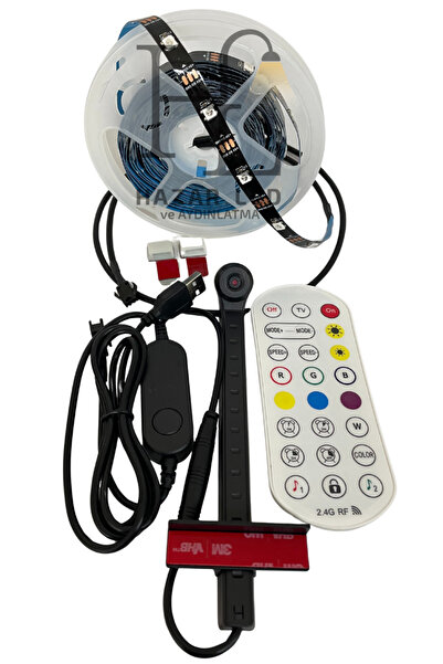 Hazar Led TV Arkası Şerit Led Ambiyans Aydınlatma Ambilight RGB Akıllı TV Ekran Senkronizasyonu 5M