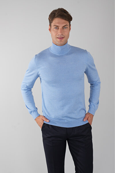 Bisse Erkek Basic Yarım Balıkçı Yaka Triko Mavi