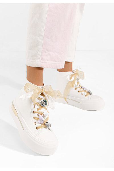 B T Shoes Γυναικεία sneakers αστραγάλο Ivonne λευκά