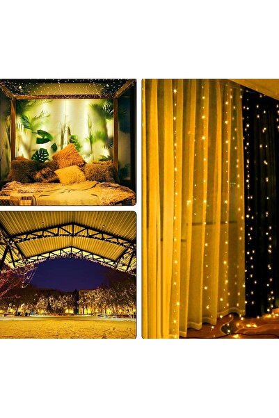 Flippy Christmas Curtain Lights IP44 3 x 2 m, 200 LEDs, Warm White, USB with 8-function Remote,