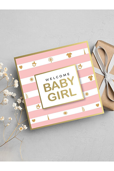 Share the Love بطاقة تهنئة بالمولودة الجديدة باللون الذهبي