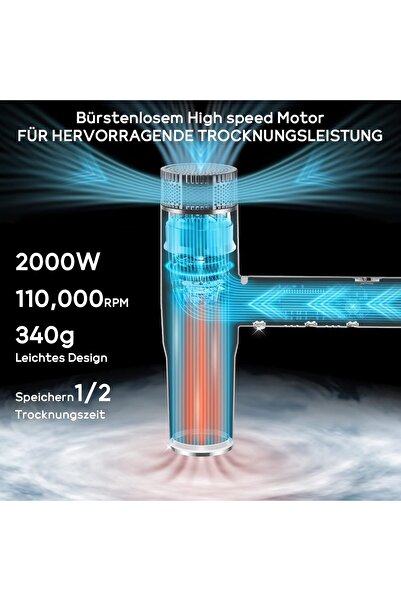 PARWIN PRO BEAUTY Hair Dryer, Professional Salon Fast Drying Ionic Diffuser Hairdryer for Women and