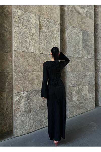 Cistern İstanbul Rochie lungă de tricotat pentru femei, cu detaliu de legare