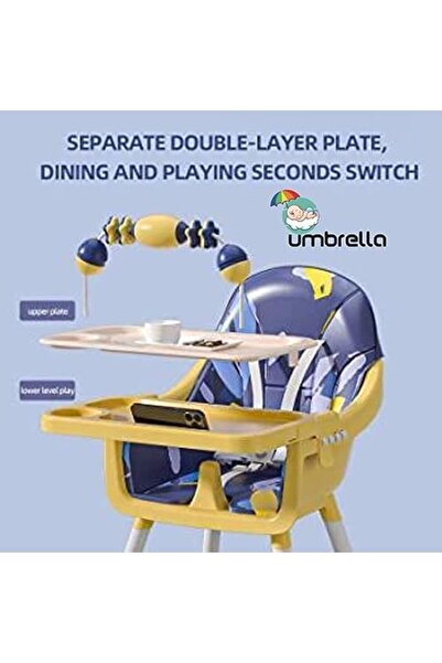 genernic 3-in-1 Convertible High Chair for Kids, Adjustable Height and Footrest, Booster Seat with Tray, Whee