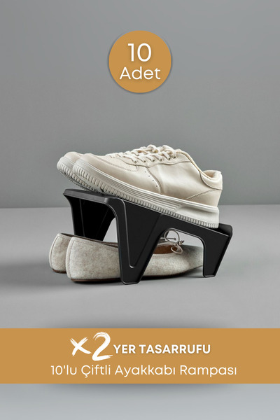 grimorlife 10 lu Çiftli Ayakkabı Rampası Ayakkabı Düzenleyici Dolap İçi Organ...