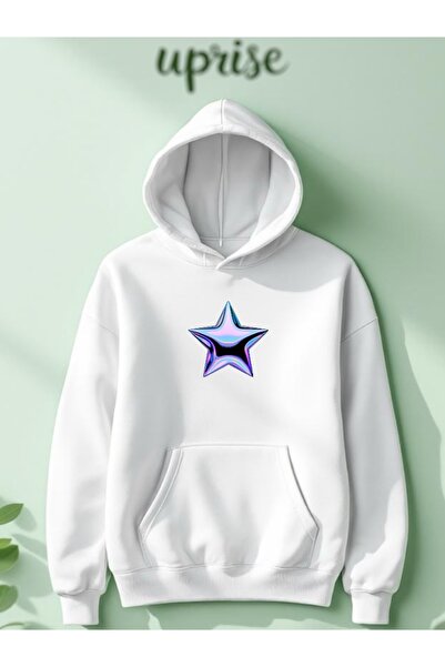 Vordevia Hanorac Bright Star cu imprimeu Cotton 3 Thread O supradimensionat