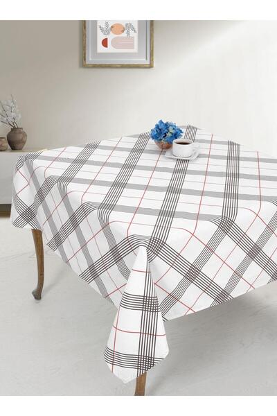 Menderes Home مفرش طاولة من مجموعة القطن باللون الرمادي والأحمر مقاس 145x145