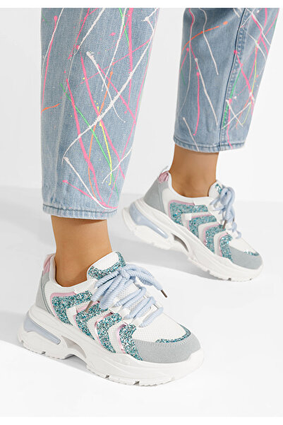 B T Shoes Svetlě modré dámské tenisky na platformě Aprilia