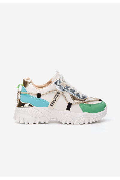 B T Shoes Bílé dámské tenisky na platformě Kristenysa