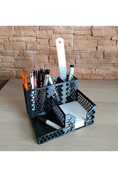 WaveOra Honeycomb Patterned Desktop Pen Holder & Organizer – Black