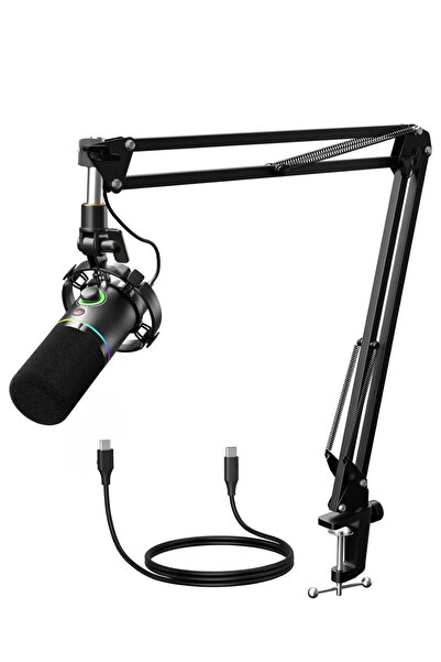 DRİTON MV-8 Siyah Rgb IŞIKLI Usb Oyuncu Yayıncı Ve Podcast Için Uyumlu Condenser Mikrofon
