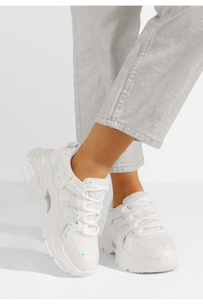 B T Shoes Bílé dámské tenisky na platformě Aprilia