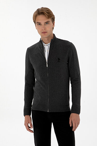 U.S. Polo Assn. Men's Anthracite Melange Basic Knitwear Cardigan 50307740-Vr081