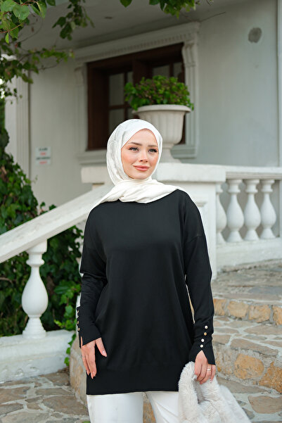 LOCCO Women's Ankle Gold Accessory Detail Tunic Black