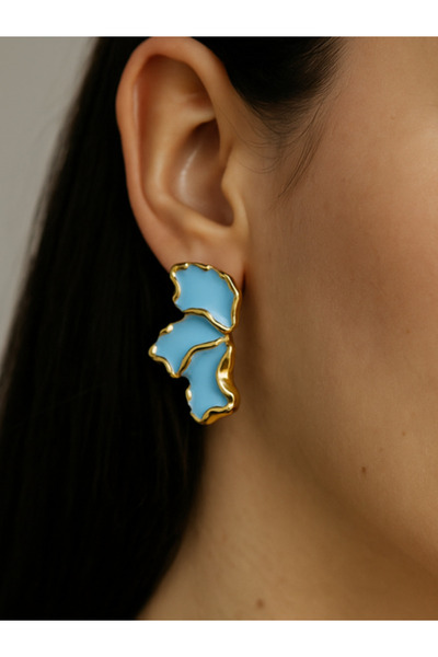 MRK Kadın Yaprak Çiçek Flower Mineli Küpe