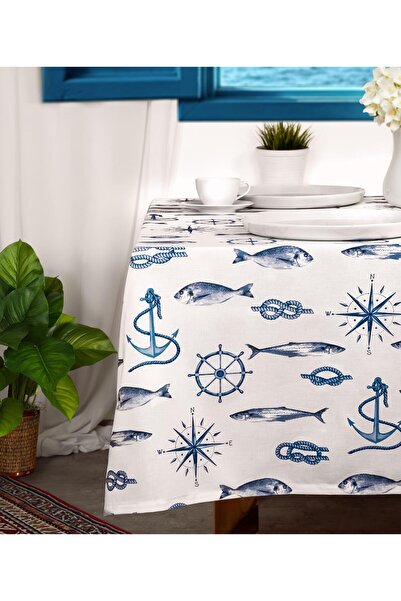 Menderes Home مفرش طاولة من مجموعة القطن طريق البحر 160x220