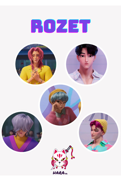 Hara Company KPop Demon Hunters Animesi Saja Boys Rozet Seti (5’Lİ)