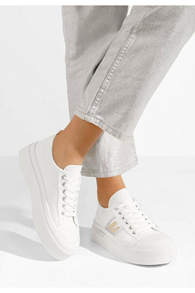 B T Shoes Bílé tenisky na platformě Kelia