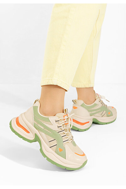 B T Shoes Zelené dámské tenisky na klínku Jenniffer