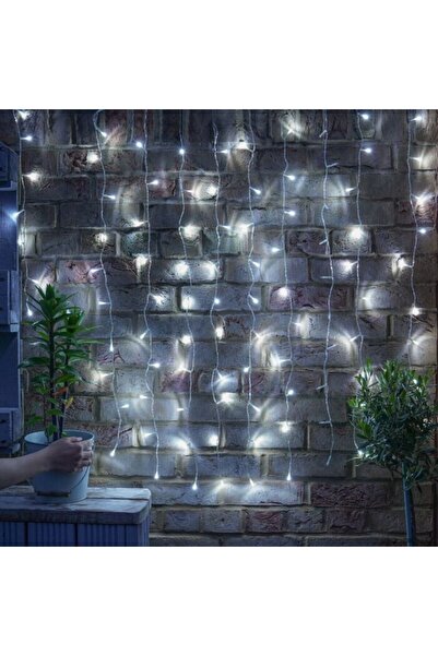 Flippy Christmas Installation, Curtain Type, IP44, 3 m x 3 m, 240 LEDs, Cold White, with 8 Lighting Modes,