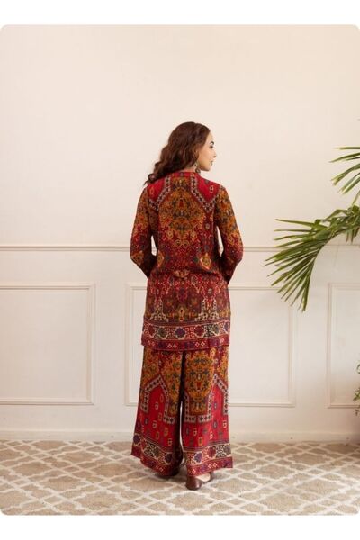 HashtagBe Rust & Maroon Ethnic Print Kurta Set